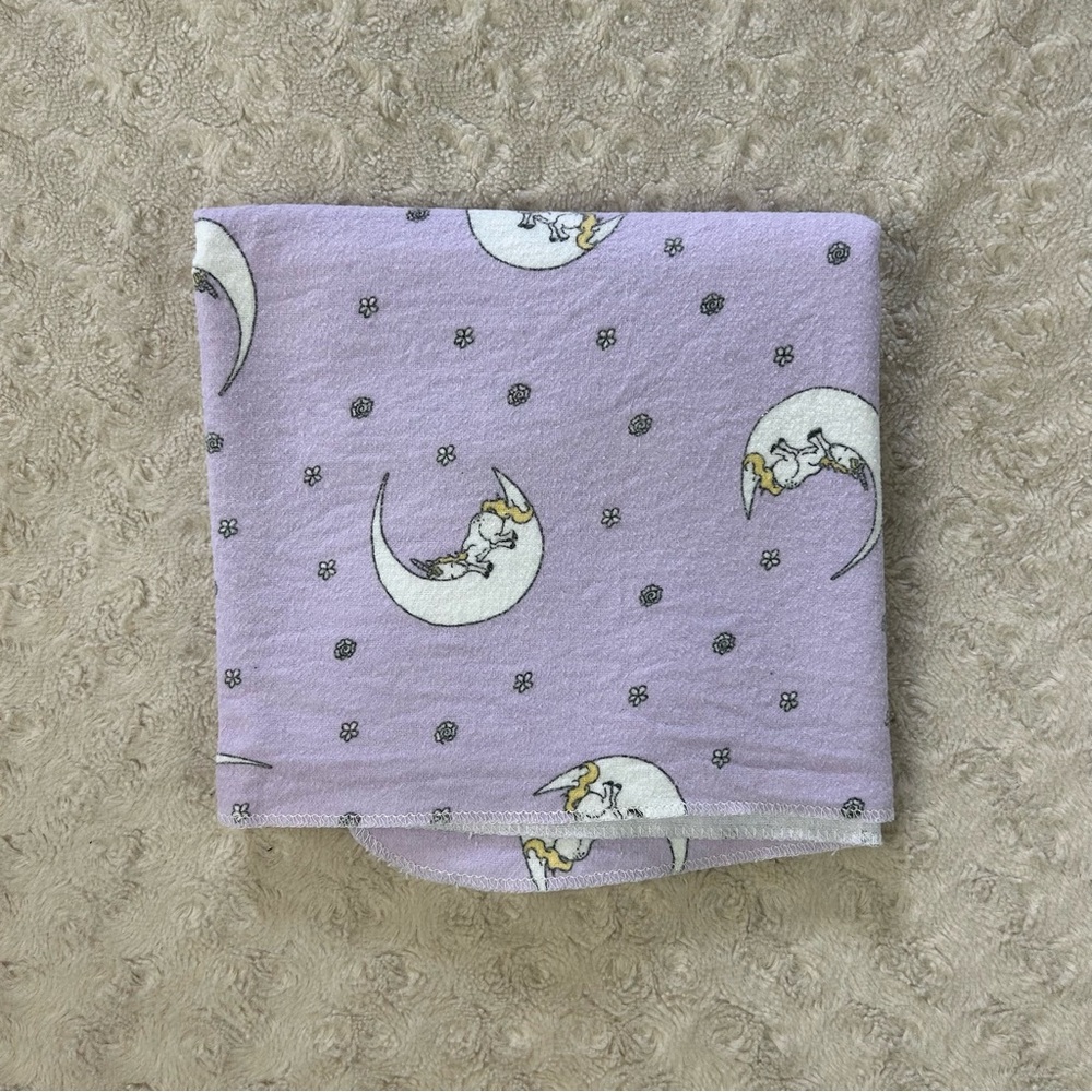 Trend Lab Unicorn Sleeping Moon Baby Recieving Blanket Purple White Flannel